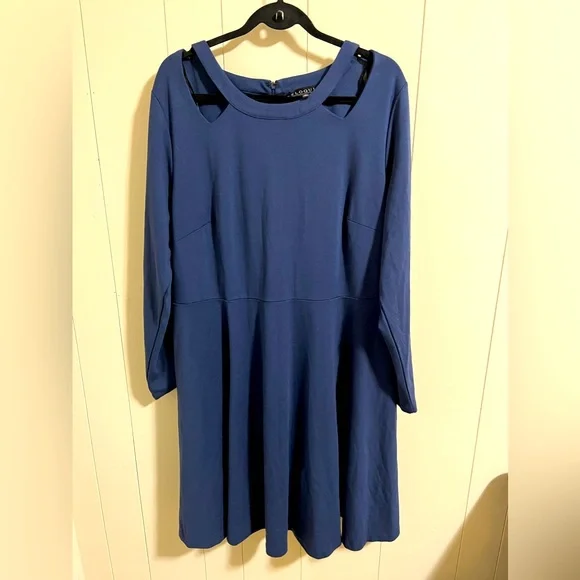 maxi dress slim fit Louise Navy Wrap Fit & Flare Dress – Scarlett & Jo main image 0